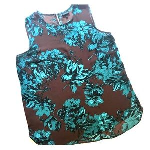 Who What Wear Teal & Burgundy Sleeveless Top
